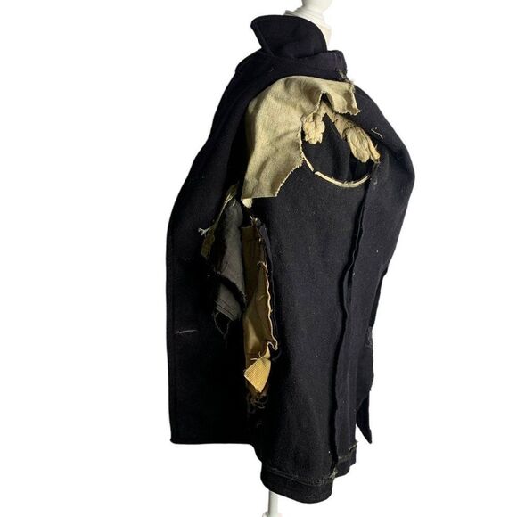 Vintage 50s Military US Navy Pea Coat 36 Black Wool Button Pockets Notch Collar - Picture 8 of 9